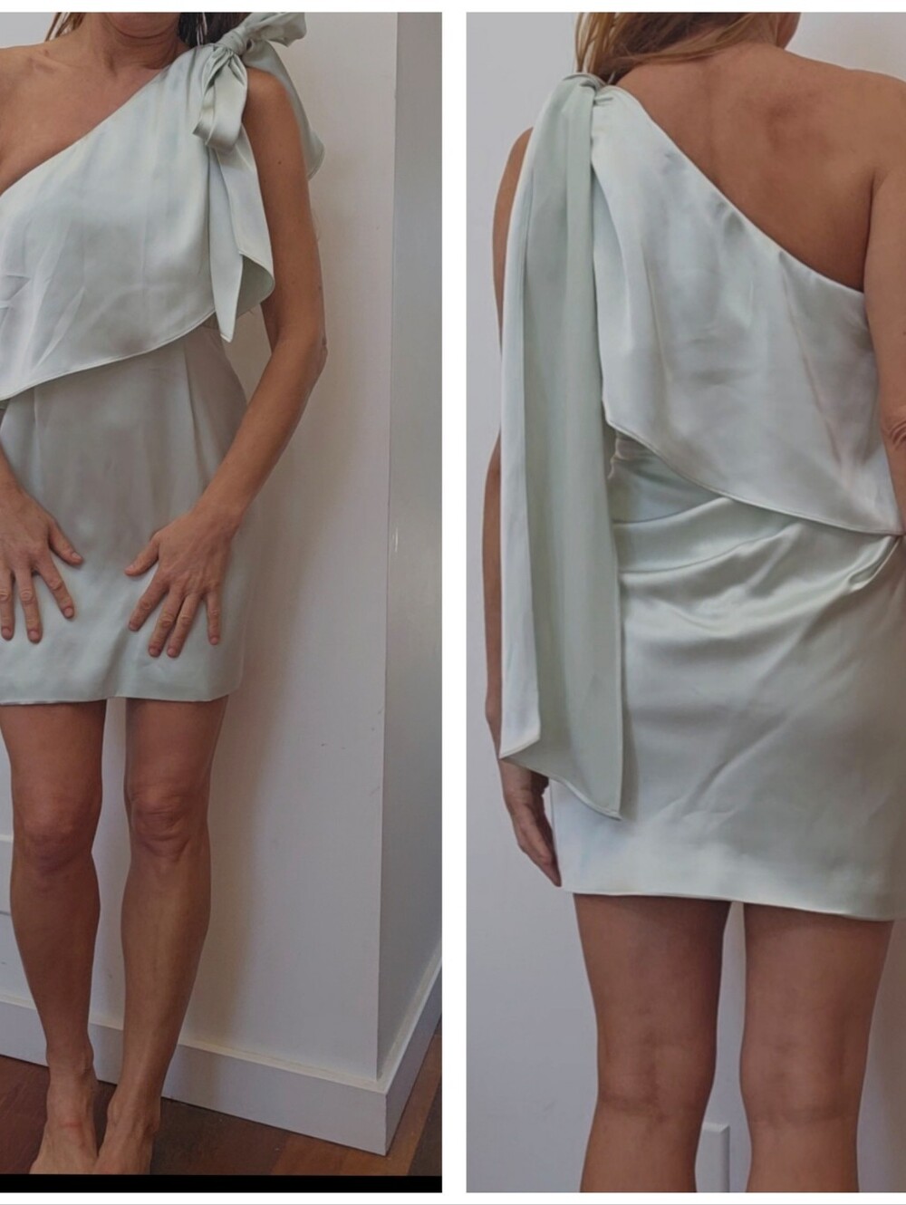 Significant Other Azure Pastel Satin Perfect Summer Wedding Event Dress - Picture 3 of 4